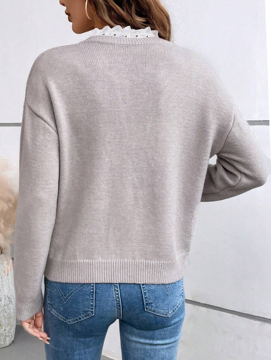 Lace-Up V-Neck Sweater – LIMITED STOCK